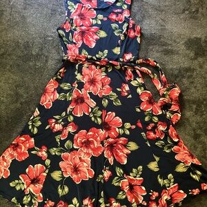 Shelby & Palmer Dress - Red Floral on Blue